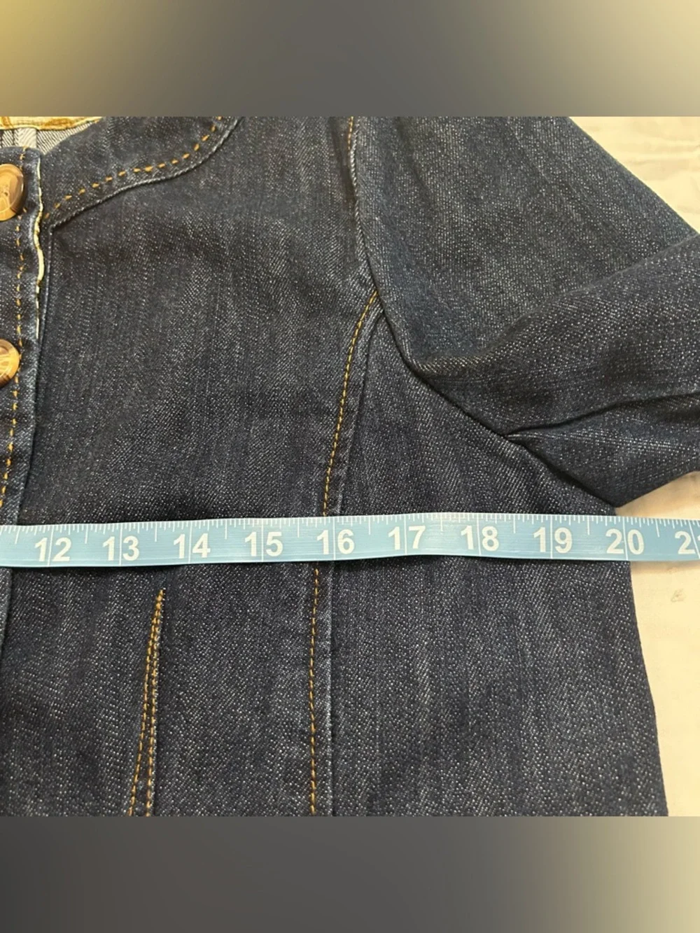 Mod Retro Denim Jacket 3/4 Sleeve Womens 14 Interview Outfit Business Casual - Picture 4 of 11